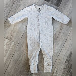 Monica + Andy White and Gray Swirl Organic Cotton Out & About Romper